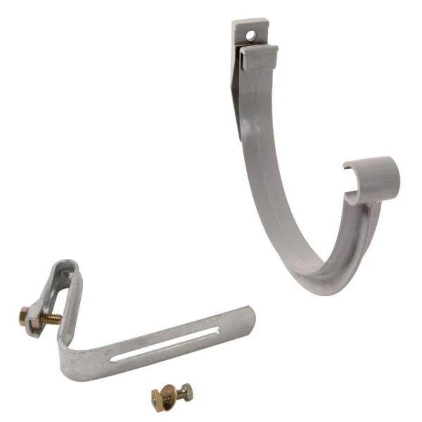 Accessoires Gouttières Kit De Crochet De Gouttière Demi-ronde Nicoll Avec étrier - Longueur 25 Mm - À Visser - Tachtan - Gris