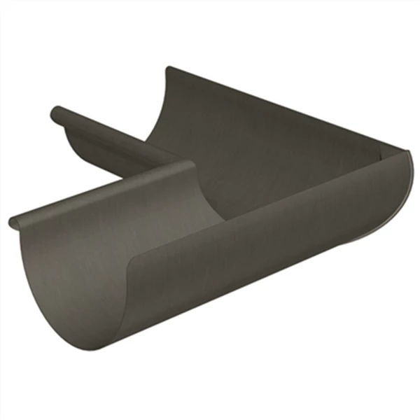 Rheinzink Accessoires Gouttières Équerre Soudée Intérieure Gouttière 1/2 Ronde Zinc GRANUM BASALTE - Boudin 14 - Dév.25 Demi Ronde